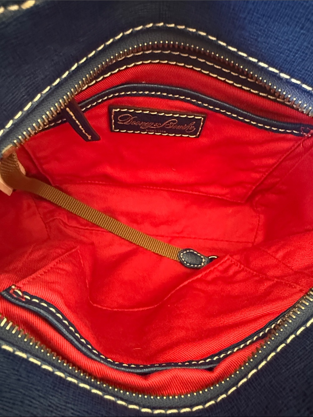 Dooney & Bourke Navy Leather crossbody Bag with Gold Hardware - Picture 7 of 12